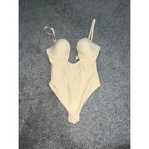 Skims Deep PLlunge Bodysuit S in Sand - Size Small Skims Bodysuit